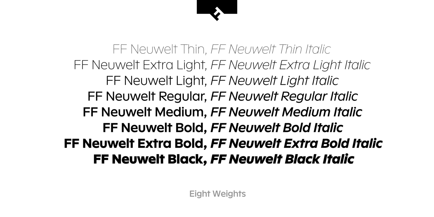 Beispiel einer FF Neuwelt Light-Schriftart